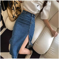 guys in skirts Denim Skirt Women's Fashionable Slim-Fit One-Step Hip Skirt Split Mid-Length High Waist plus Size Long Skirt