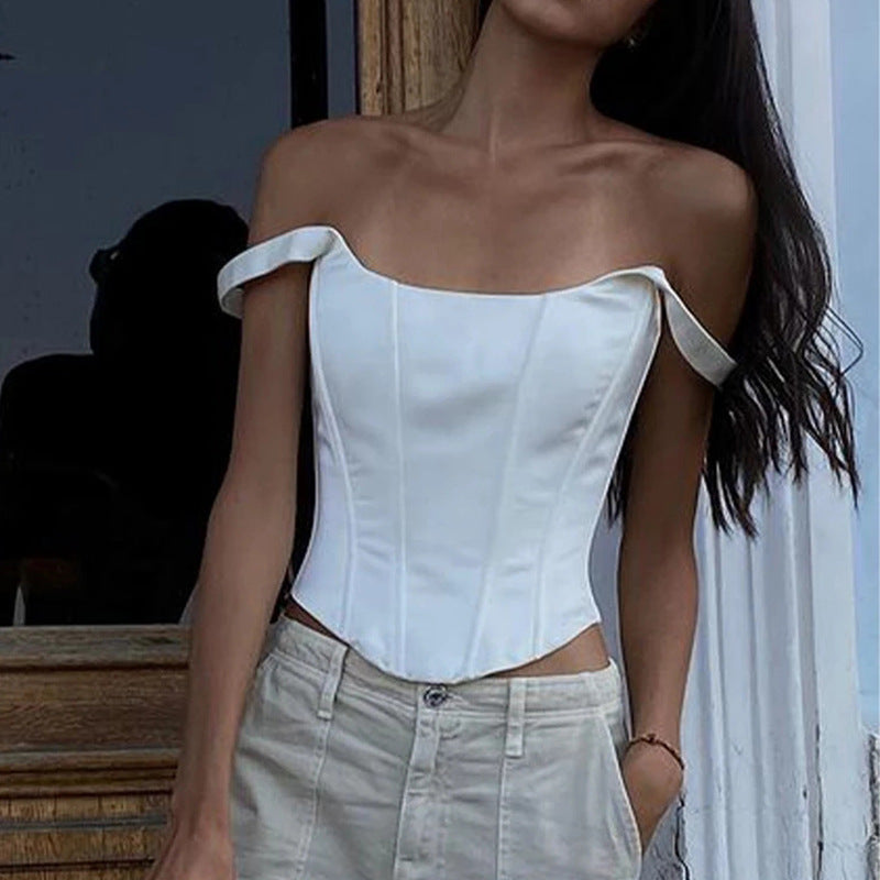 concert outfit Women's New Solid Color Sexy Fishbone Sling Square Collar Backless Bra Vest Top