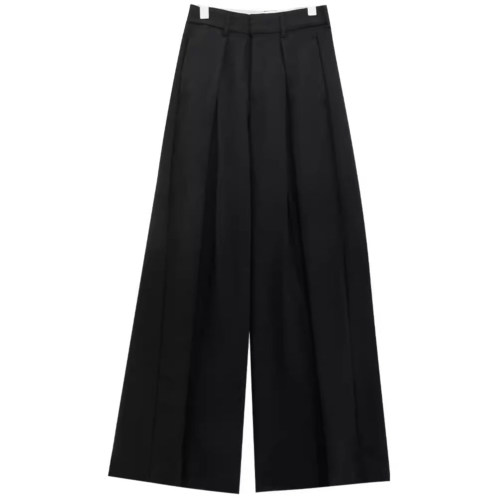 women’s outfits Pleated Black Suit Pants Women's High Waist Loose Slimming Draping Casual Wide Leg Suit Pants