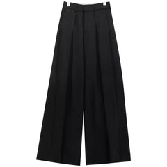 women’s outfits Pleated Black Suit Pants Women's High Waist Loose Slimming Draping Casual Wide Leg Suit Pants