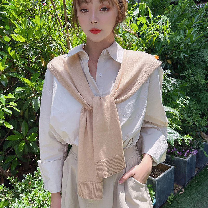casual fall outfits Wool Blend Solid Color Shawl Outer Wear Internet Celebrity Knotted Waistcoat Korean Style Versatile Spring and Autumn Summer Shoulder Matching Women