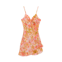 dress French Fairy Floral Strap Dress Women's Small Sexy Beautiful Beach Short Skirt for Seaside Vacation