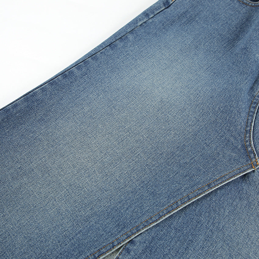 guys in skirts Summer Commuter High Waist Slimming Split Blue Denim Skirt Long Skirt Retro Distressed Sheath Skirt