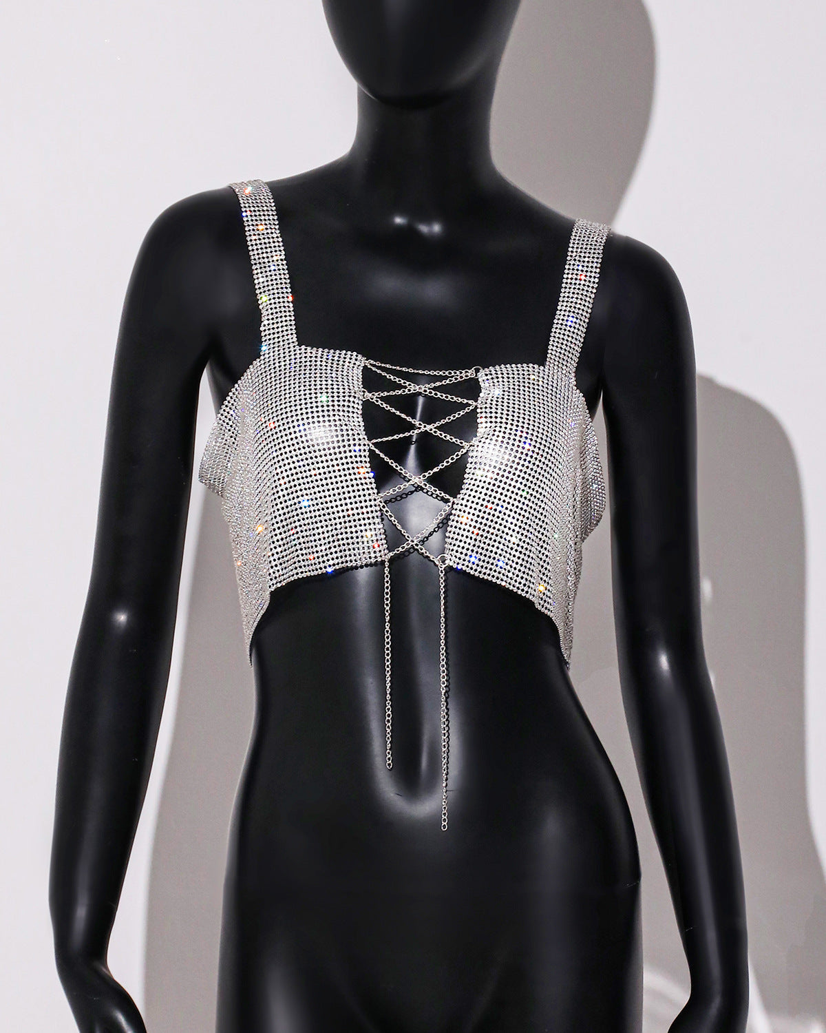 frat outfits Women's Hot Top New Metal Full Diamond Strap Sexy Hot Girl Top Strap Women