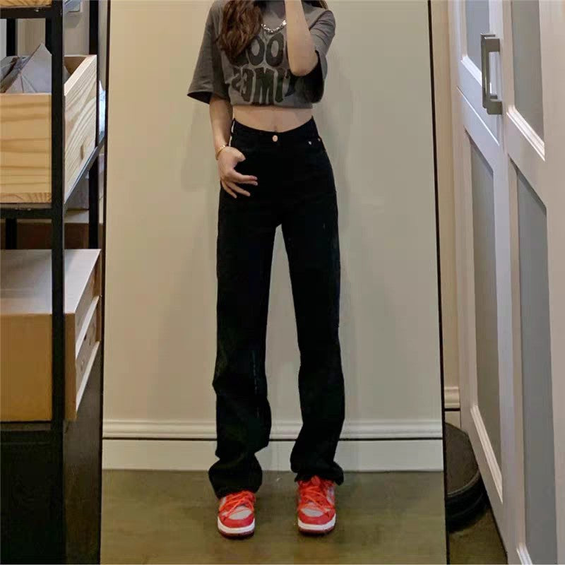 winter outfits men Starry Sky Pattern Loose Wide-Leg Jeans for Women Spring and Autumn Chubby Girl Slimming Small Narrow Straight Pants Fashion