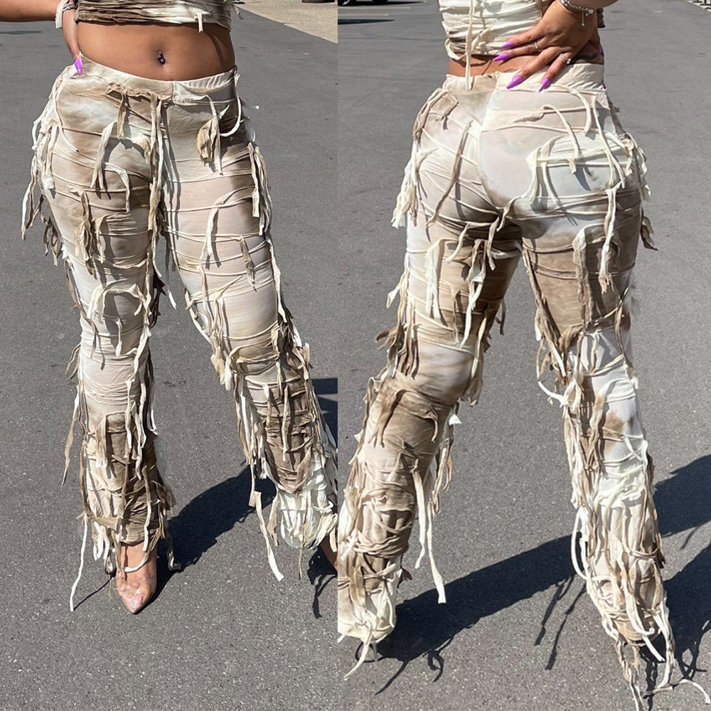 western outfits women Women's New Fashionable Tie-Dye Pants High Waist Slim Trousers for Women