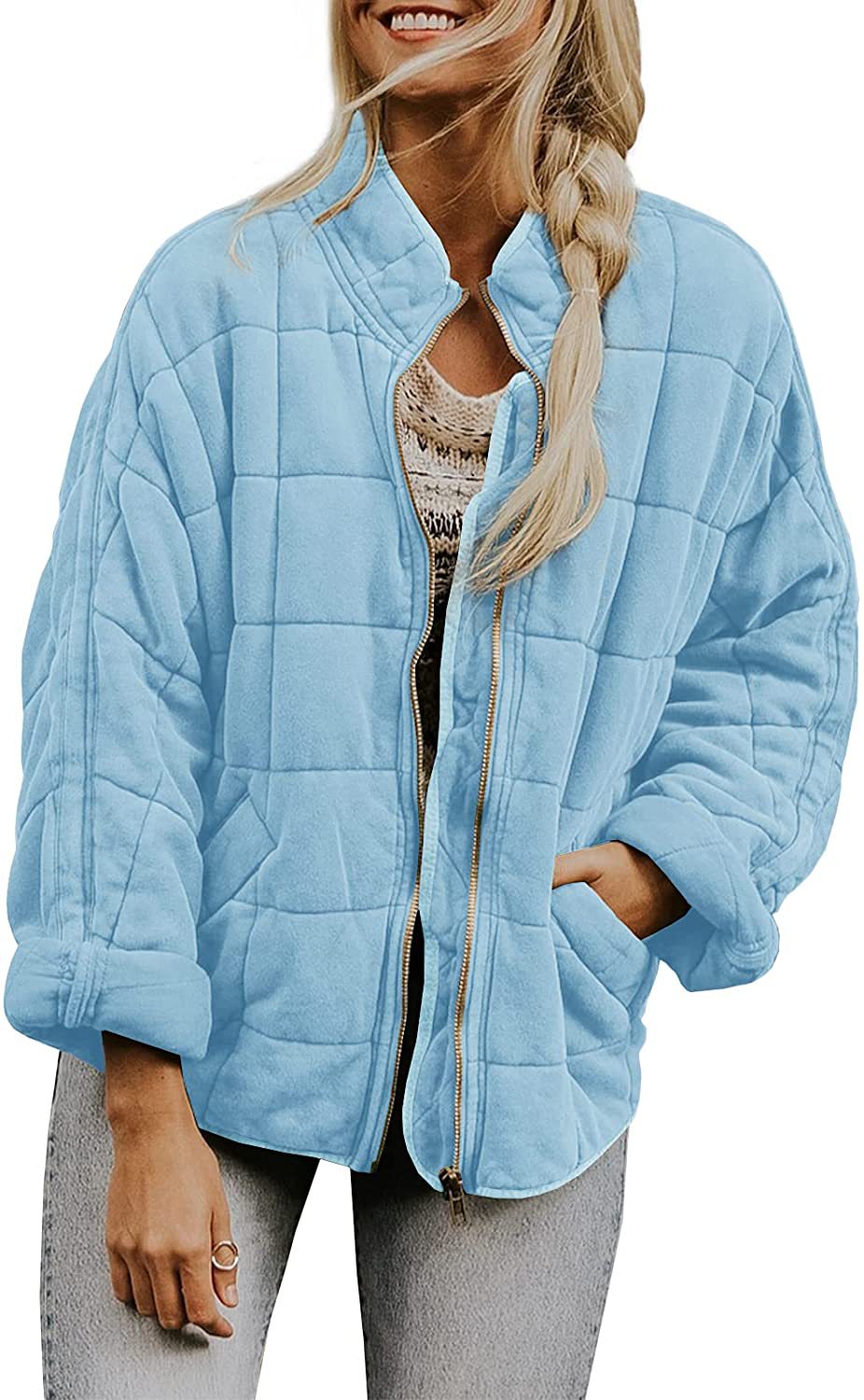 fall trends 2024 outfits Solid Color Stand Collar Cotton Coat New Loose Pocket Long Sleeve Jacket Top for Women