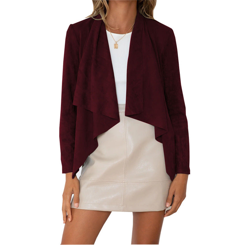Autumn New Temu Women's Solid Color Suede Jacket
