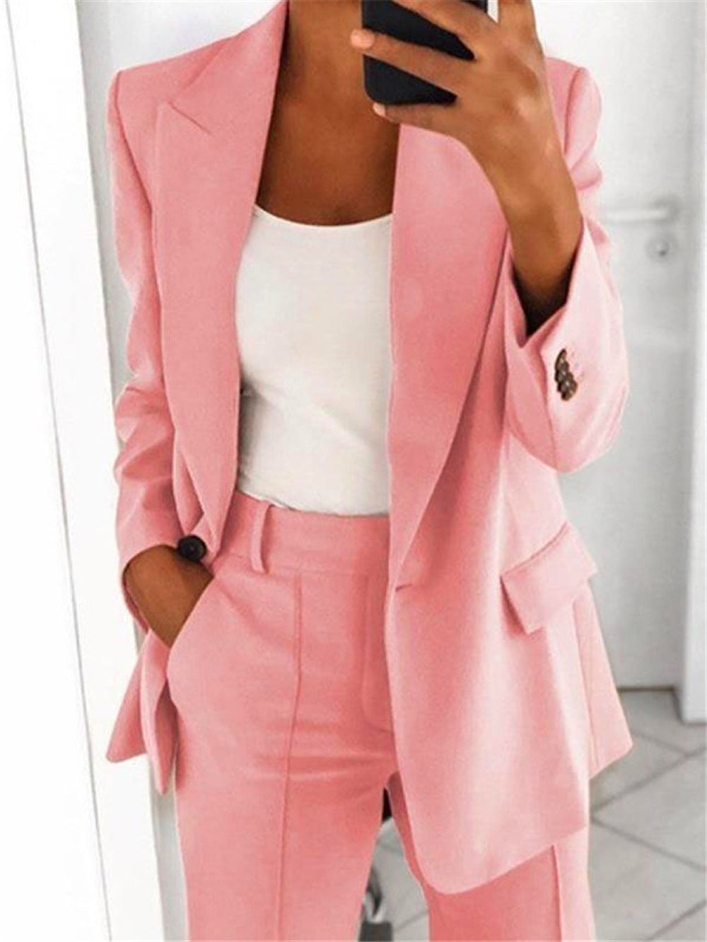 business casual outfits Women's Fashion Button Slim Lapel Cardigan Temperament Blazer Suit