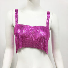 frat outfits Women's Metallic Sequined Camisole Sexy Party Nightclub Sweet and Spicy Style Sequined Top