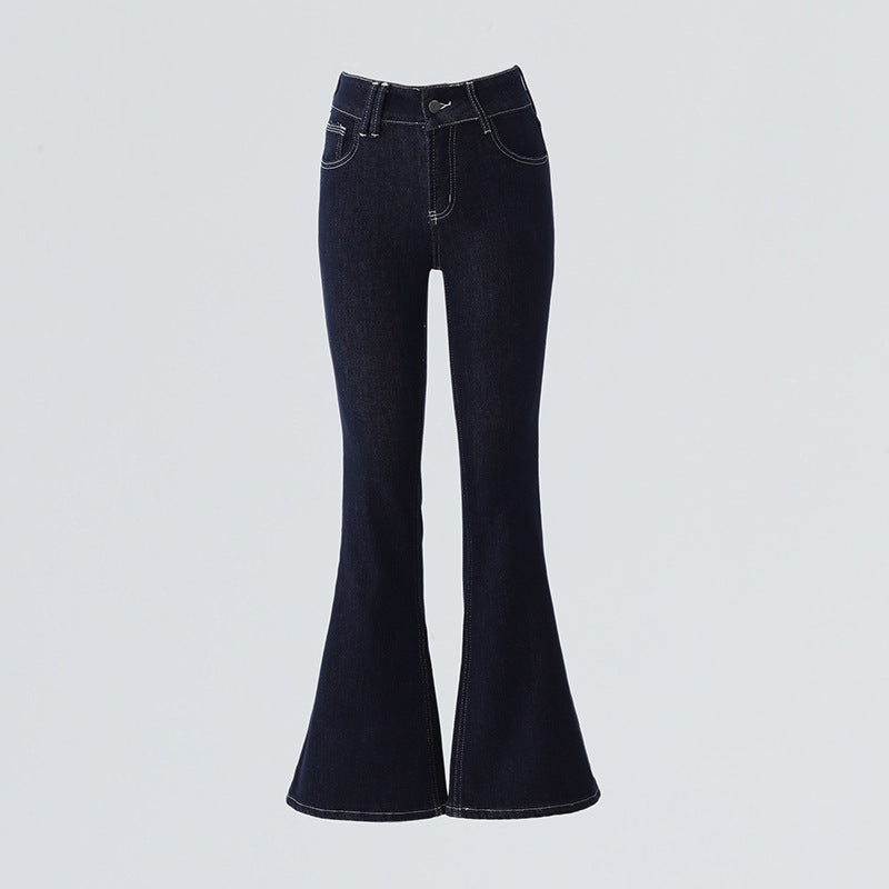 casual dinner outfit fall American Retro Hot Girl Micro Flared Jeans Women's Autumn and Winter Slim-Fit Horseshoe Pants