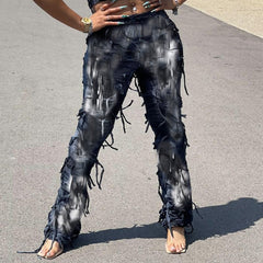 western outfits women Women's New Fashionable Tie-Dye Pants High Waist Slim Trousers for Women