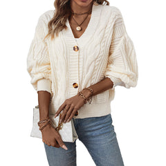 y2k outfits Solid Color Women's Sweater V-neck Twisted Button Sweater Cardigan Sweater Women