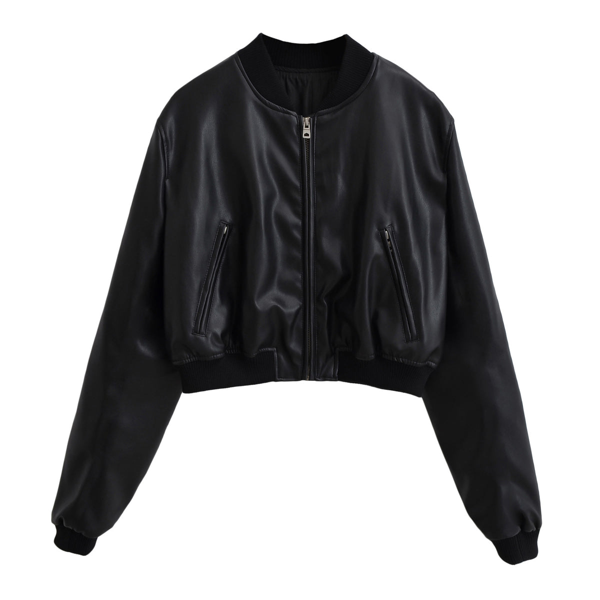 90s fashion Retro PU Leather Women's Autumn New American Hot Girl Motorcycle Style Short Stand Collar Baseball Jacket Jacket