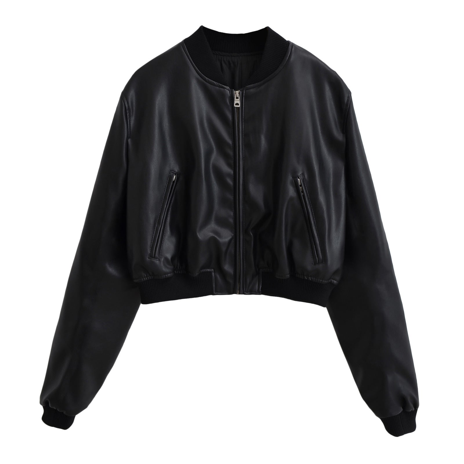 90s fashion Retro PU Leather Women's Autumn New American Hot Girl Motorcycle Style Short Stand Collar Baseball Jacket Jacket