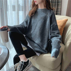 datenight fall outfits round Neck Sweater Women's Mid-Length Loose Pullover Spring Thick Lazy Style Sweater Coat Women's Fashion