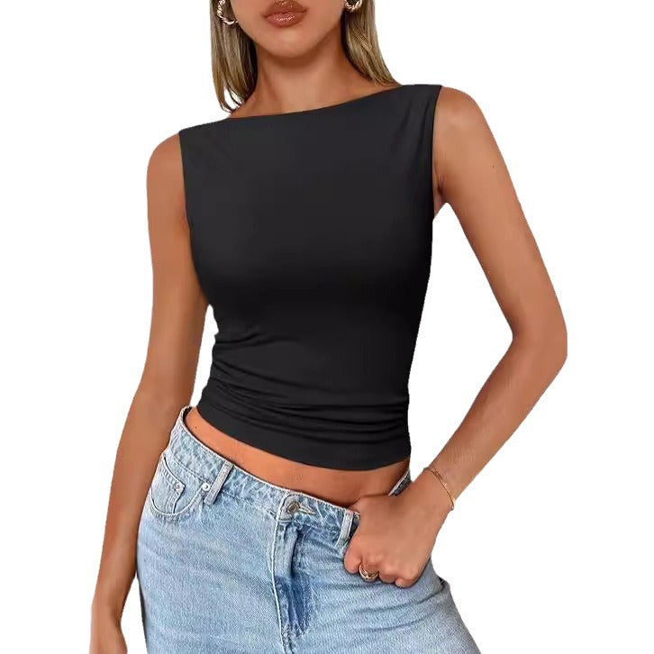 y2k dress to impress Women's Pullover Sleeveless Hot Girl Outer Wear Square Collar Vest Women's Inner Wear Dopamine Top