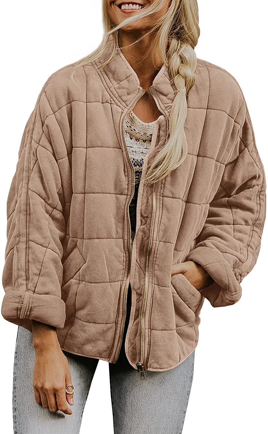 fall trends 2024 outfits Solid Color Stand Collar Cotton Coat New Loose Pocket Long Sleeve Jacket Top for Women