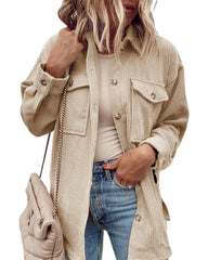 dti outfits Autumn and Winter New Cardigan Pocket Coat Lapel Corduroy Single-Breasted Shirt