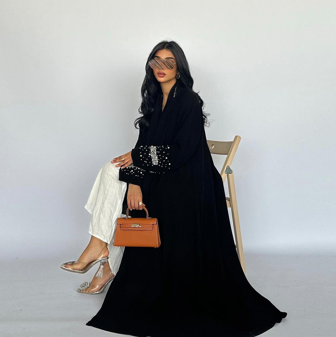 dress to impress outfits Women's Long Dress Dubai Rhinestone Bubble Bead Cardigan Robe Middle East Dress with Headscarf