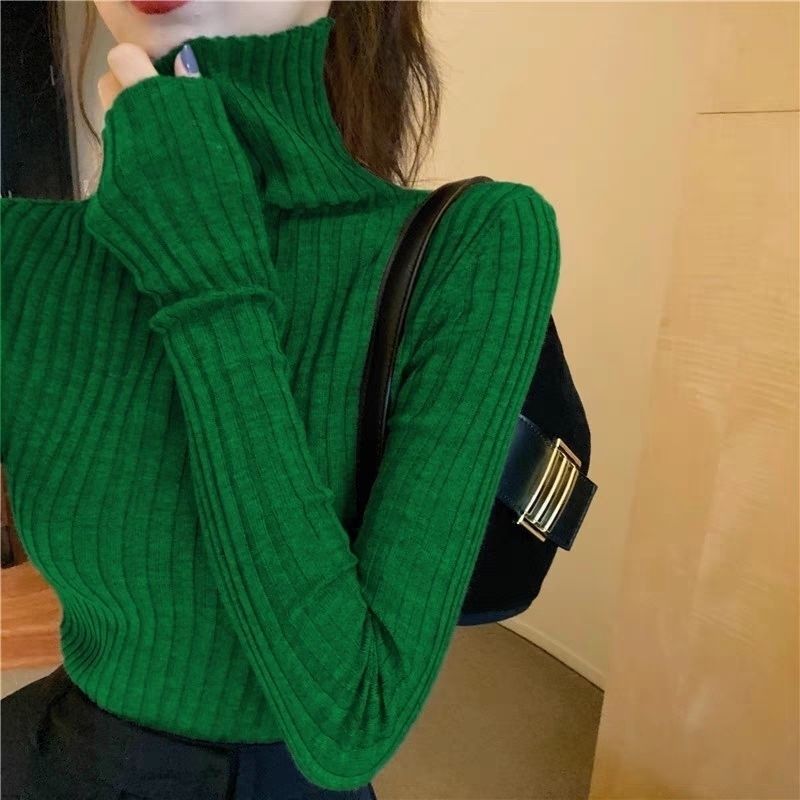 simple winter outfits Autumn and Winter Elegant Pile Collar Sweater Women's Inner Matching Coat Slim Bottoming Pullover Turtleneck Sweater Top