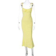 cute outfits fall INS Style Fashion Solid Color Women's Sexy Slim Strap Light V Pastoral Style Ruffled Dress Women