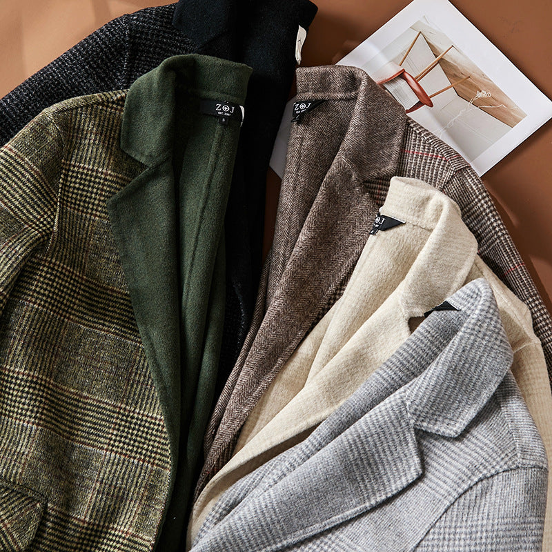 outfit inspo Elegant Commuter Wool Suit Jacket Women's Autumn Coat Women's Plaid Double-Sided Suit Women's Wool