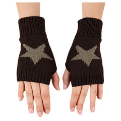 clothes Autumn and Winter Acrylic Wool Five-Pointed Star Gloves Warm Arm Sleeve Leakage Finger Autumn and Winter Oversleeve