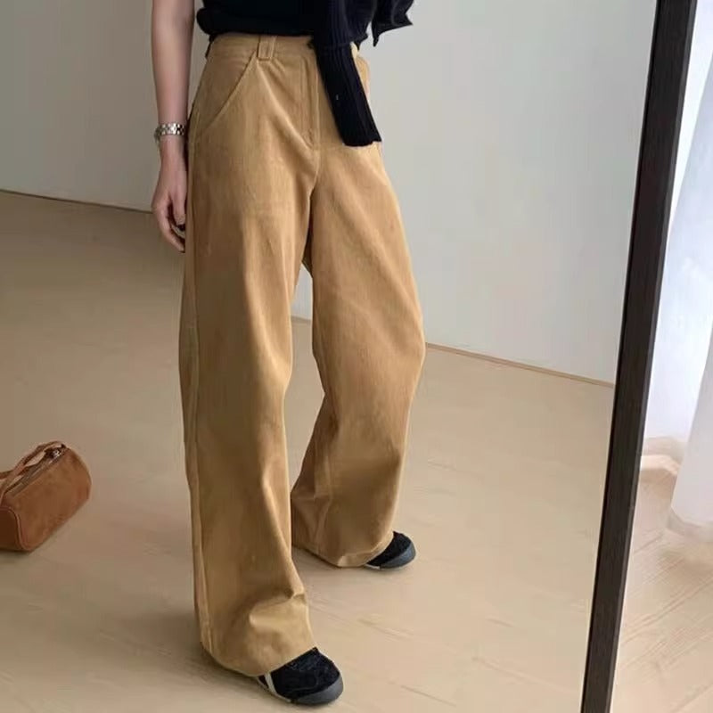 2000s fashion Retro Khaki Straight Pants All-Matching Fashionable Casual