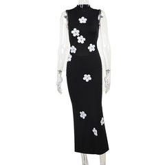 dress to impress codes Summer 2024 New Elegant Slim Dress Fashionable Elegant Flower Small Turtleneck Dress Women