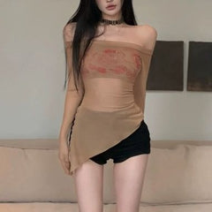 discover style ideas Summer and Autumn Women's Clothing New Y2g American Retro Pure Hot Girl Slim Thin Long Sleeve T-shirt Top