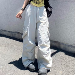 guys clothing styles New High-Grade Fabric Tooling Wide-Leg Pants Women's Spring and Summer Hot Girl Drawstring Straight Pants Loose Casual Niche