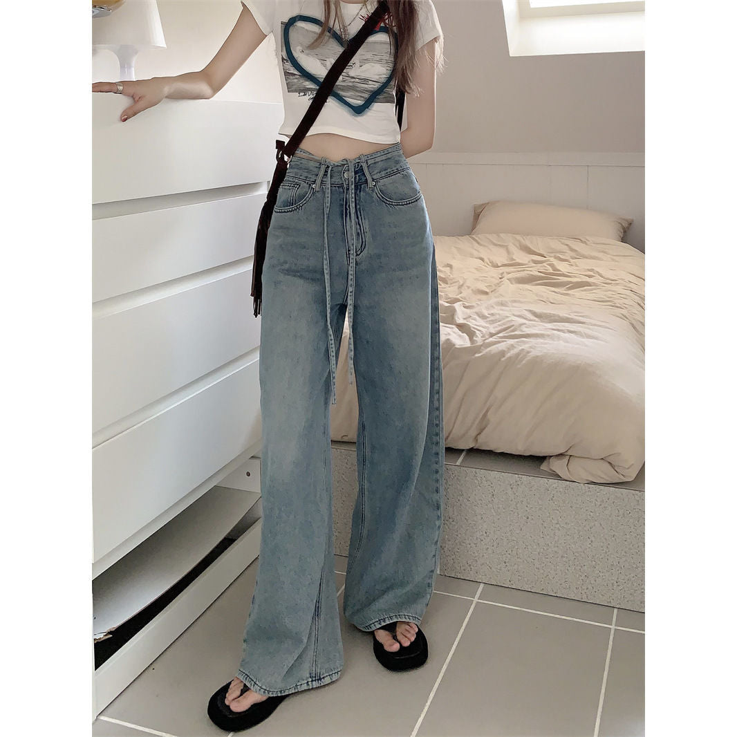 joker costume female outfit Plus Size Wide Leg Slimming Jeans Spring and Autumn Loose Casual High Waist Straight Trousers for Women