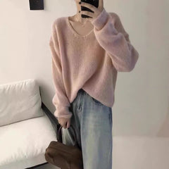 fall outfits aesthetic Korean Style Gentle Style Lazy V-neck 100 Wool Sweater for Women 2024 Autumn and Winter New Loose Slimming Sweater Top