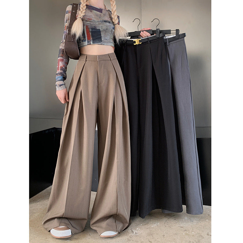 work outfits women Fall Loose High Waist Wide Leg Suit Pants Women's Casual Mopping Long Pants