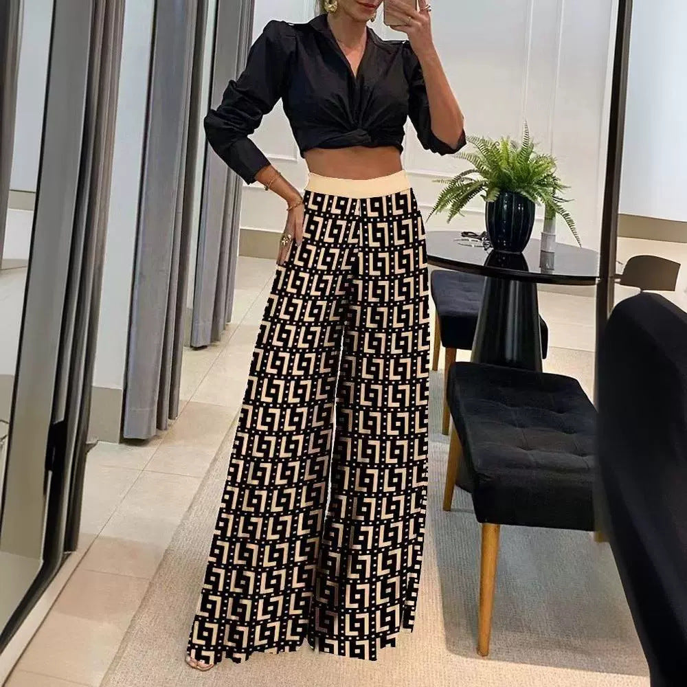 late summer outfits New Women's Printed Women's Wide-Leg Pants