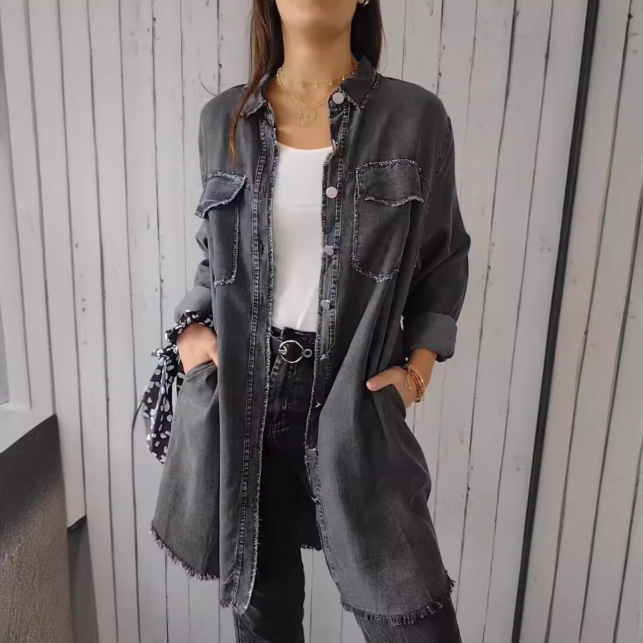 men’s fall fashion Ins Street Style Autumn Fashion Loose Lapel Women's Denim Coat