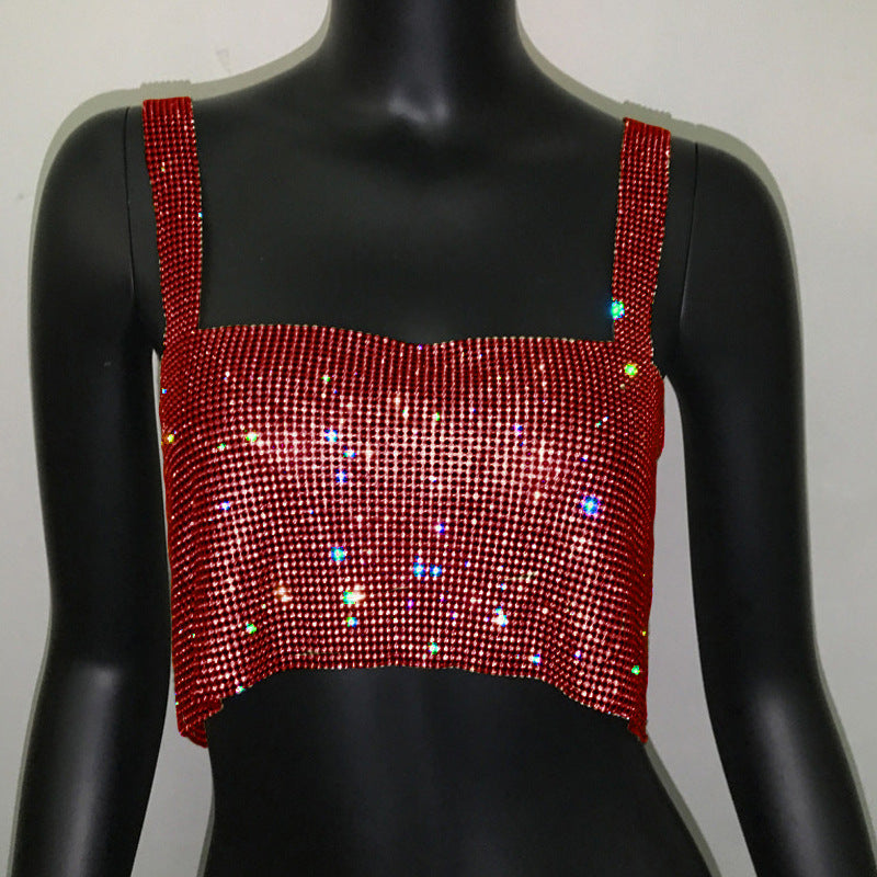 frat outfits Sexy Women's Fashion Rhinestone Camisole Hot Girl Full Diamond Top Women's Inner Wear