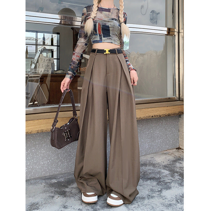 work outfits women Fall Loose High Waist Wide Leg Suit Pants Women's Casual Mopping Long Pants