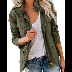 masculine men Outside Spring and Autumn Slim Fashion Hipster Solid Color Loose Zipper Multi-Pocket Jacket Women's Coat