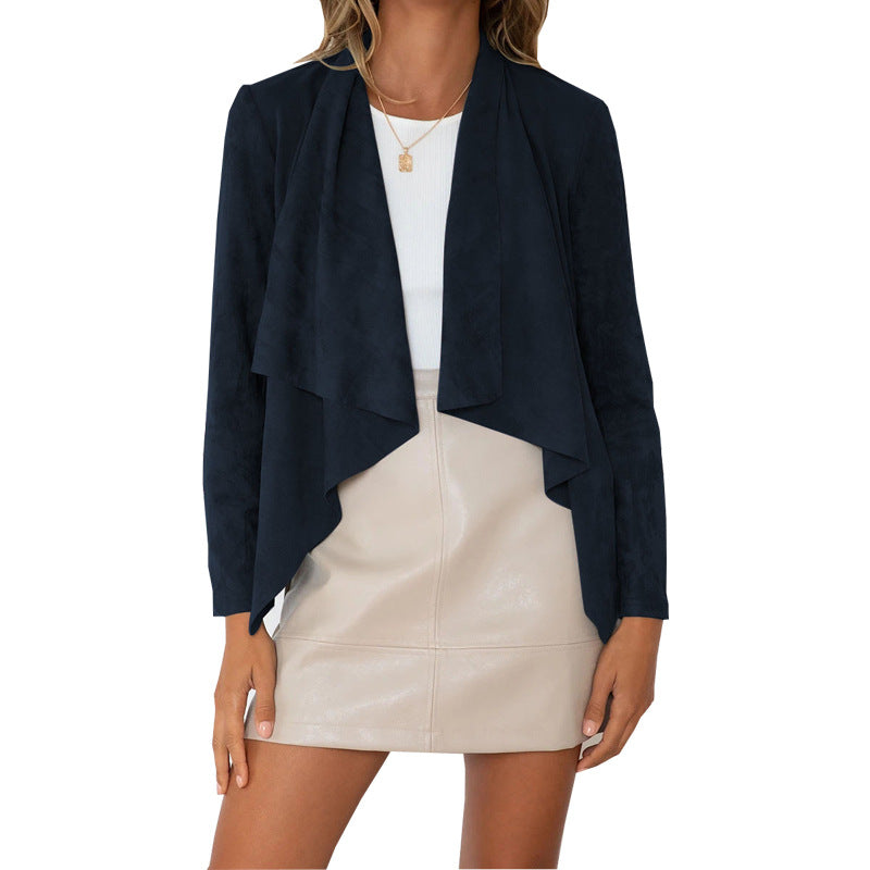 Autumn New Temu Women's Solid Color Suede Jacket