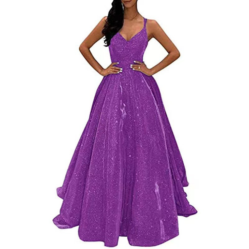 prom dresses Evening Dress Fashion Sling Sling Flash Banquet Activities Elegant Slimming Long Dress