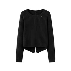 fall outfit Autumn and Winter Elegant Split Button round Neck Knitted Pullover Fashion Casual Sweater Top