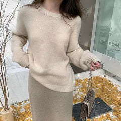 datenight fall outfits Retro Age-Reducing Lazy Style Pullover Wool Sweater Autumn and Winter Casual Simple Slimming Woolen Sweater Comfortable Top for Women