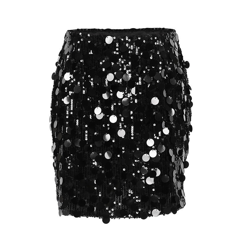 y2k outfits Women's High Waist Sexy Sequined Slimming Skirt Slim Hip Skirt