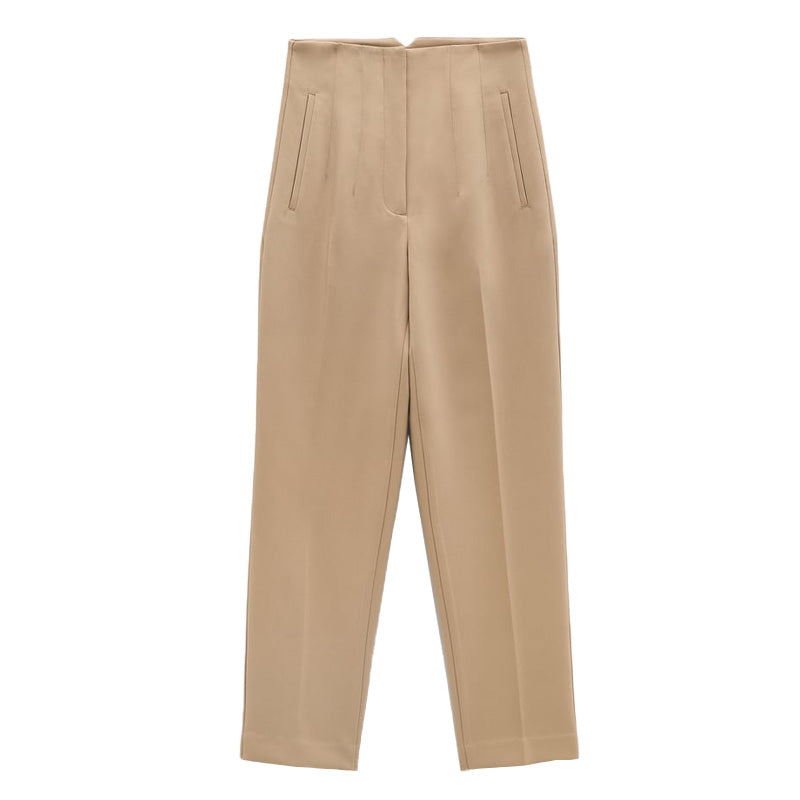 curvy casual outfits Autumn New Casual Pants Professional Temperament Commuter Front Pleated Slimming Ankle High Waist Pants 7901432