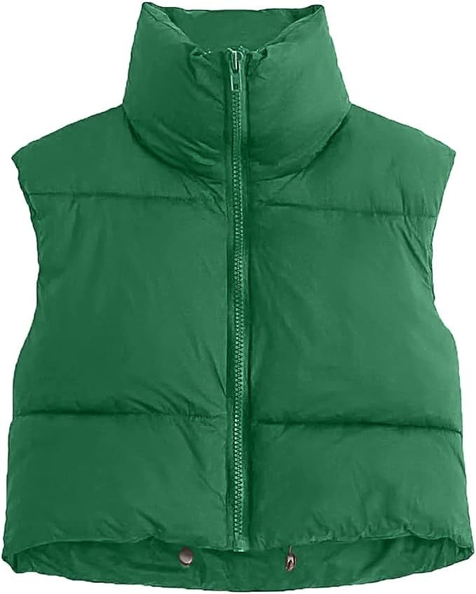 fall outfits women Women's Sleeveless Cotton-Padded Jacket Lightweight down Cotton Vest Winter Stand Collar Thickened Warm Short Vest for Women