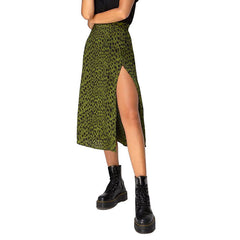 outfit ideas Skirt Leopard Print Long Skirt High Waist Split Hip Skirt Mid-Length A- line Skirt