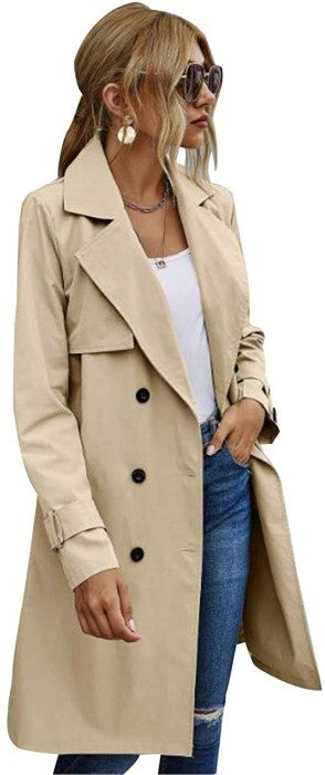 women’s outfits Winter and Autumn Women's Double-Breasted Fashion Casual Trench Coat