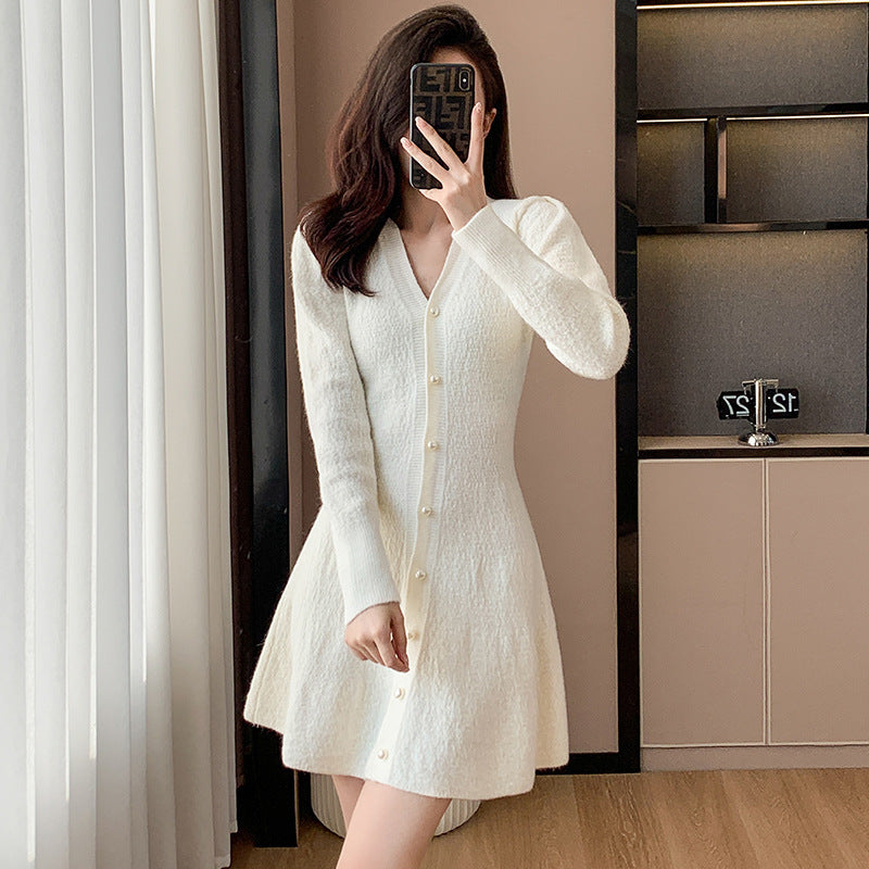 outfit inspo fall French V-neck Chanel Style Bright Silk Knitted Cardigan Autumn New Elegant Slim Mid-Length Sweater Women's Coat